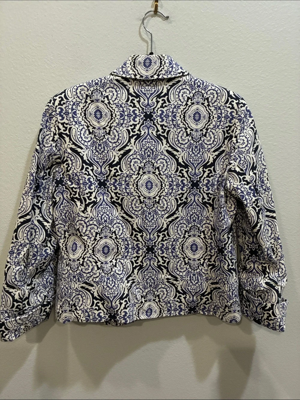 Michael Kors Navy and White Printed Button Jacket